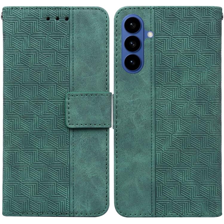 

For Samsung Galaxy S26 5G Geometric Embossed Leather Phone Case(Green)