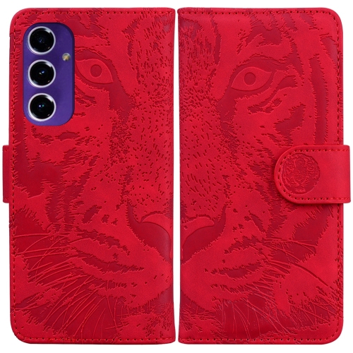 

For Samsung Galaxy S24 FE 5G Tiger Embossing Pattern Flip Leather Phone Case(Red)