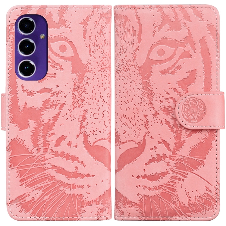 

For Samsung Galaxy S24 FE 5G Tiger Embossing Pattern Flip Leather Phone Case(Pink)