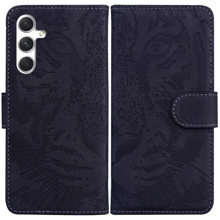 

For Samsung Galaxy S25 5G Tiger Embossing Pattern Flip Leather Phone Case(Black)