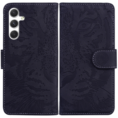 

For Samsung Galaxy S25+ 5G Tiger Embossing Pattern Flip Leather Phone Case(Black)