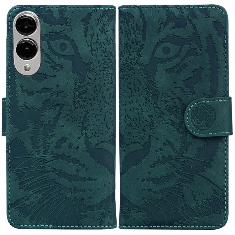 

For Samsung Galaxy S25 Edge 5G Tiger Embossing Pattern Flip Leather Phone Case(Green)