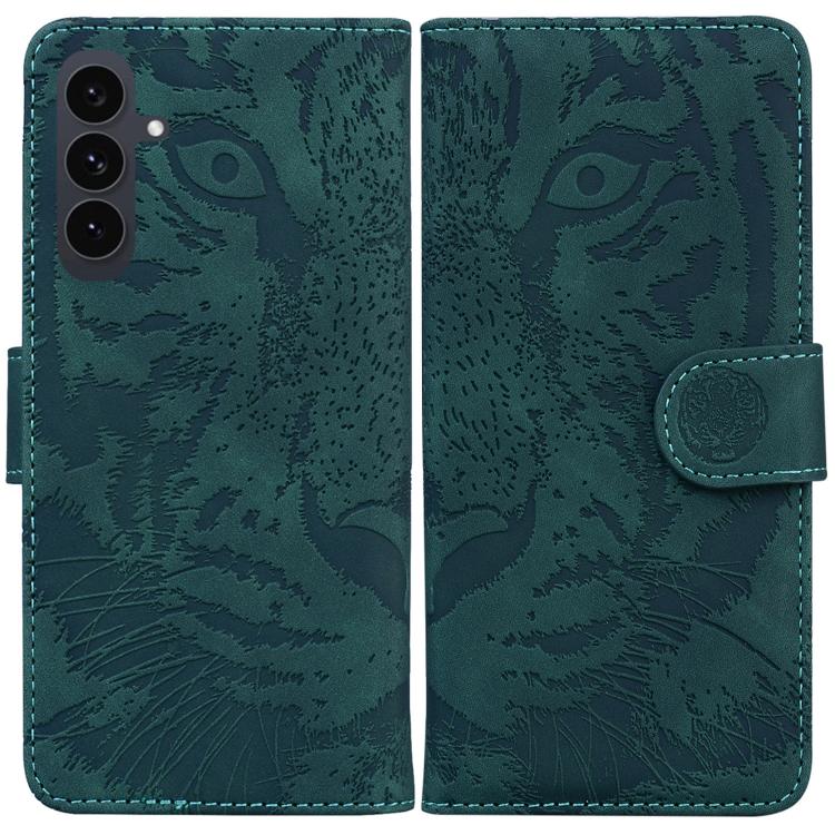 

For Samsung Galaxy S25 FE 5G Tiger Embossing Pattern Flip Leather Phone Case(Green)