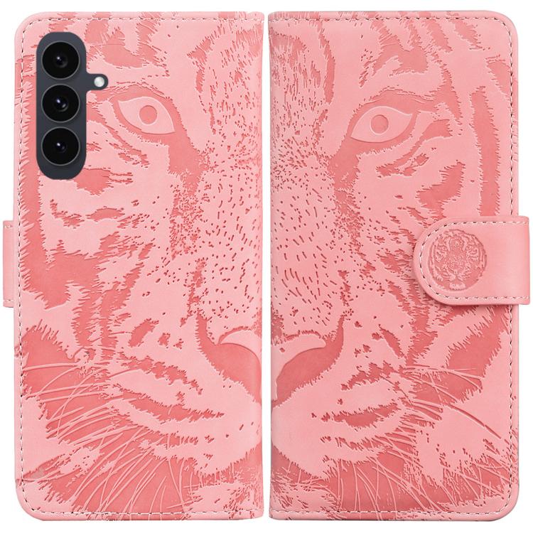 

For Samsung Galaxy S25 FE 5G Tiger Embossing Pattern Flip Leather Phone Case(Pink)