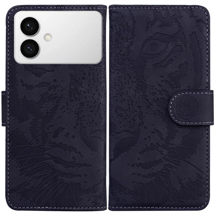 

For Samsung Galaxy S26 Edge 5G Tiger Embossing Pattern Flip Leather Phone Case(Black)