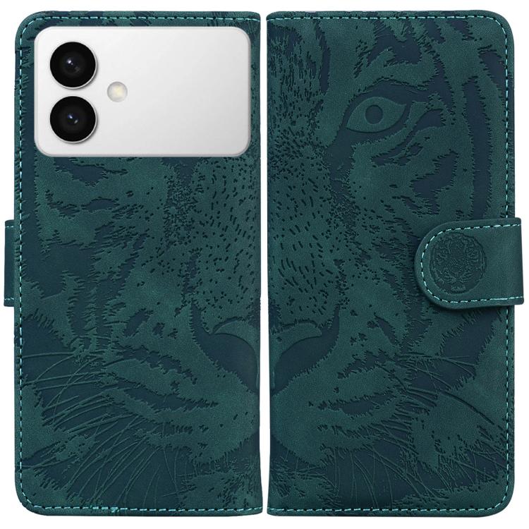 

For Samsung Galaxy S26 Edge 5G Tiger Embossing Pattern Flip Leather Phone Case(Green)