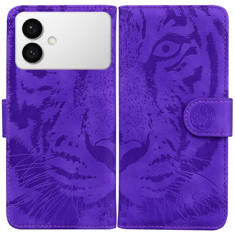 

For Samsung Galaxy S26 Edge 5G Tiger Embossing Pattern Flip Leather Phone Case(Purple)