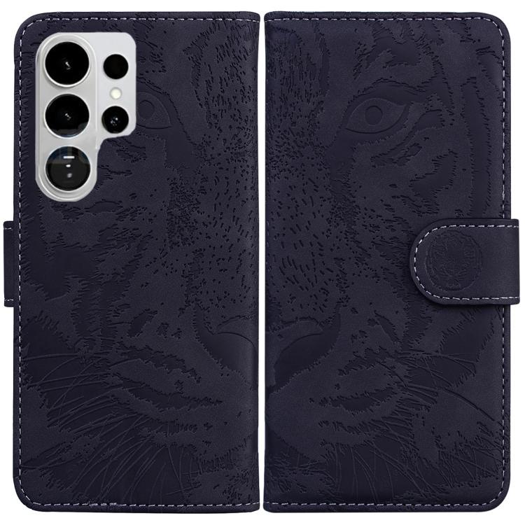 

For Samsung Galaxy S26 Ultra 5G Tiger Embossing Pattern Flip Leather Phone Case(Black)