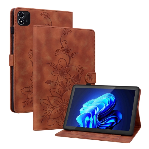 

For itel Pad One 10.1 Lily Embossed Leather Tablet Case(Brown)