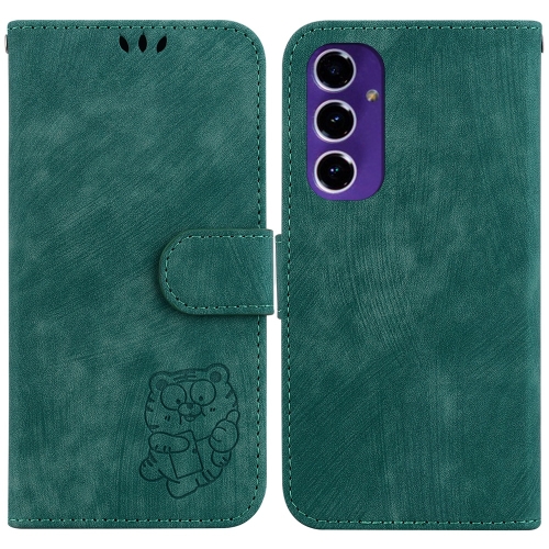 

For Samsung Galaxy S24 FE 5G Little Tiger Embossed Leather Phone Case(Green)