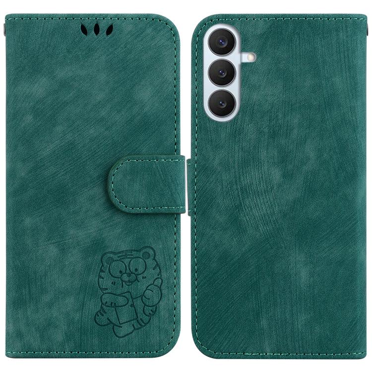 

For Samsung Galaxy S26+ 5G Little Tiger Embossed Leather Phone Case(Green)