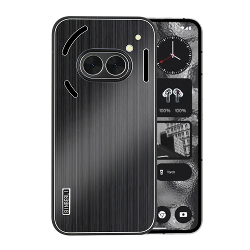 

For Nothing Phone 2a PC Hybrid Aluminum Alloy Brushed Shockproof Phone Case(Black)