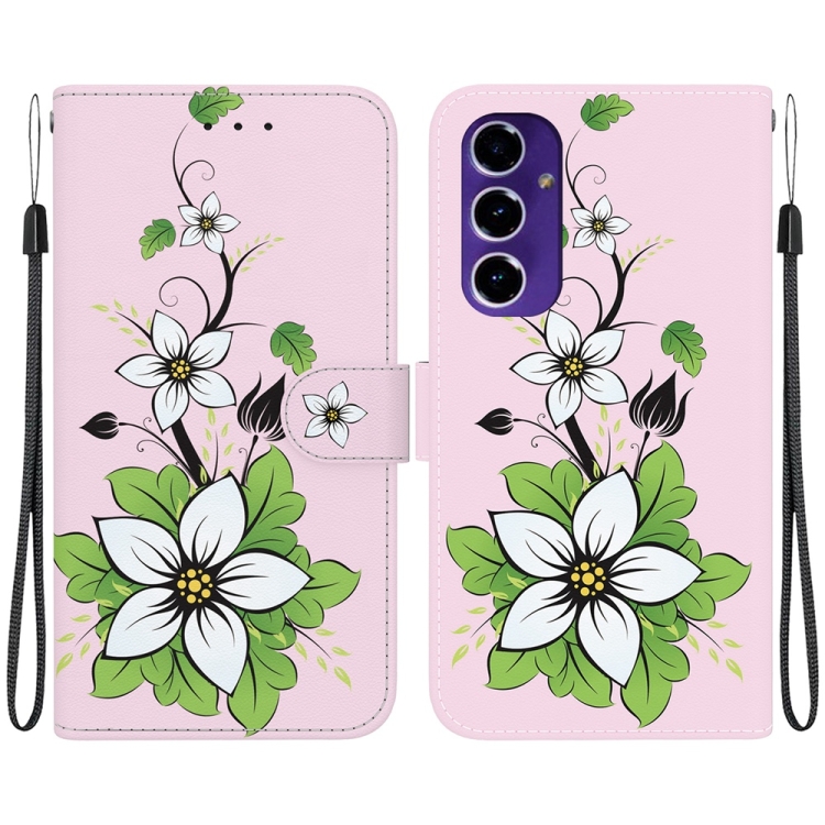 

For Samsung Galaxy S24 FE 5G Crystal Texture Colored Drawing Leather Phone Case(Lily)