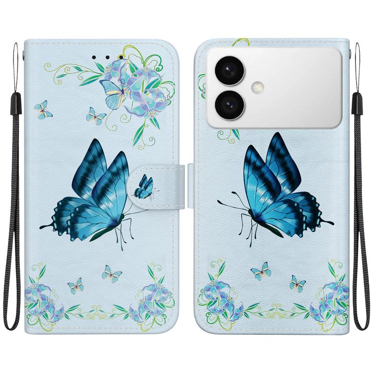 

For Samsung Galaxy S26 Edge 5G Crystal Texture Colored Drawing Leather Phone Case(Blue Pansies)