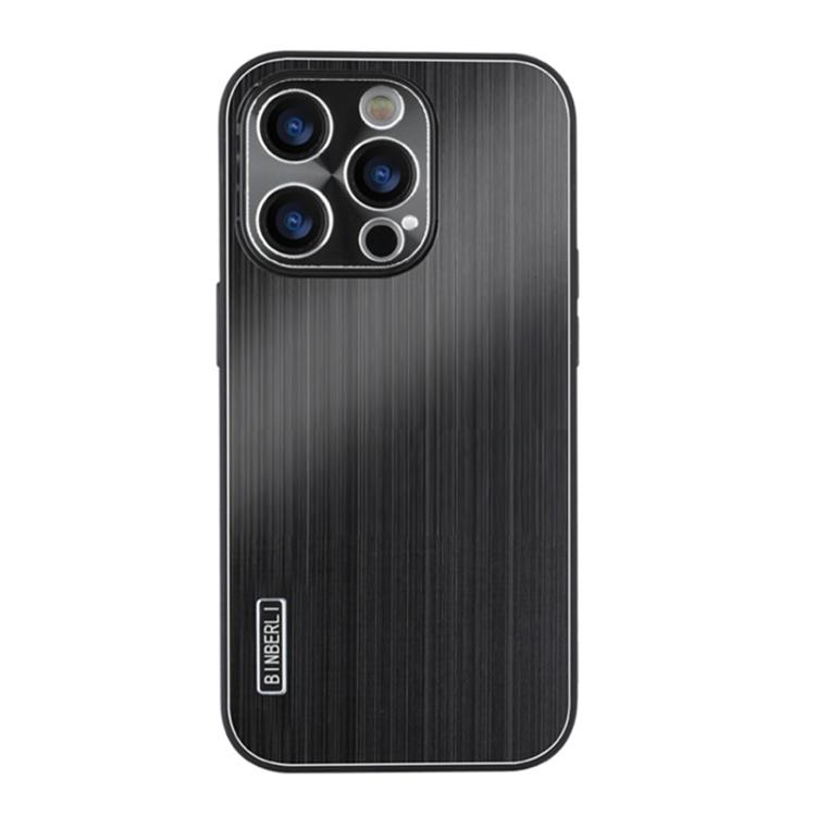 

For iPhone 16 Pro Max PC Hybrid Aluminum Alloy Brushed Shockproof Phone Case(Black)