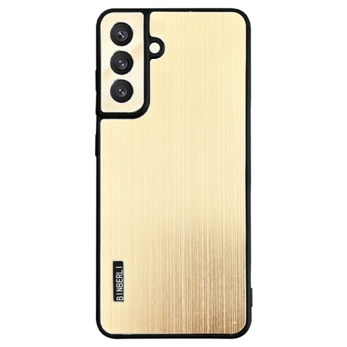 

For Samsung Galaxy S24+ 5G PC Hybrid Aluminum Alloy Brushed Shockproof Phone Case(Gold)