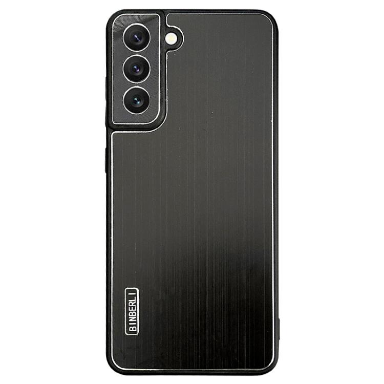 

For Samsung Galaxy S21 FE 5G PC Hybrid Aluminum Alloy Brushed Shockproof Phone Case(Black)
