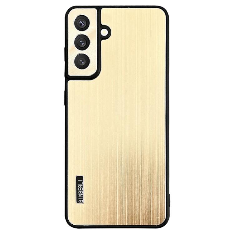 

For Samsung Galaxy S25+ 5G PC Hybrid Aluminum Alloy Brushed Shockproof Phone Case(Gold)