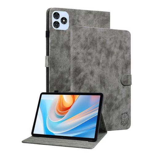 

For itel VistaTab 30 Tiger Pattern Flip Leather Tablet Case(Grey)