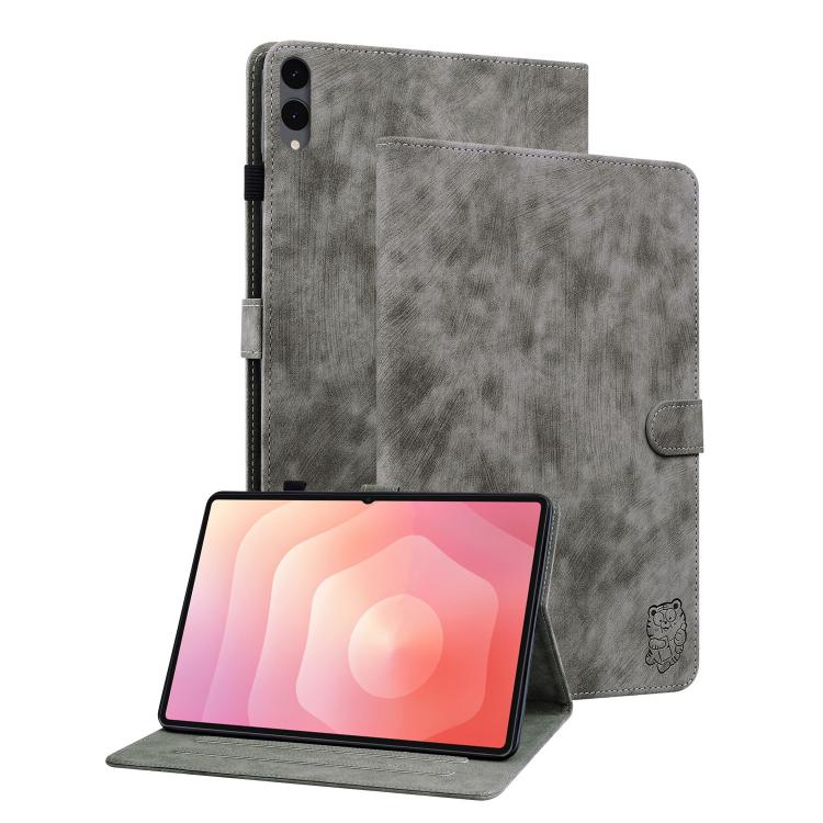 For Galaxy Tab S12+ Tiger Pattern Flip Leather Tablet Case(Grey)