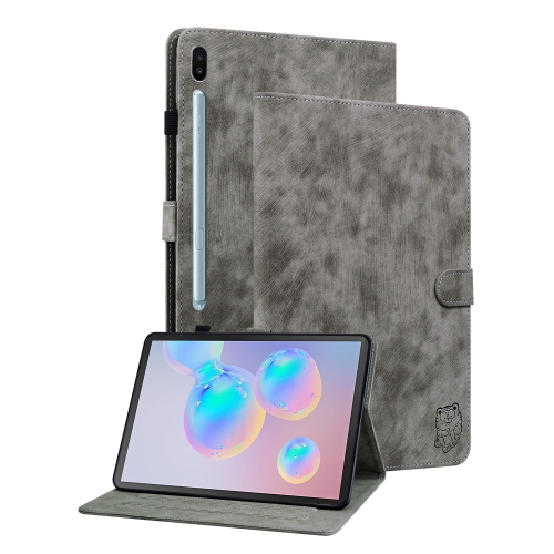 

For Samsung Galaxy Tab S6 SM-T860/T865 Tiger Pattern Flip Leather Tablet Case, without Pen(Grey)