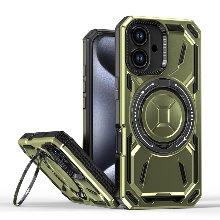 

For iPhone 16 Armor II Series MagSafe Magnetic Holder Phone Case(Army Green)