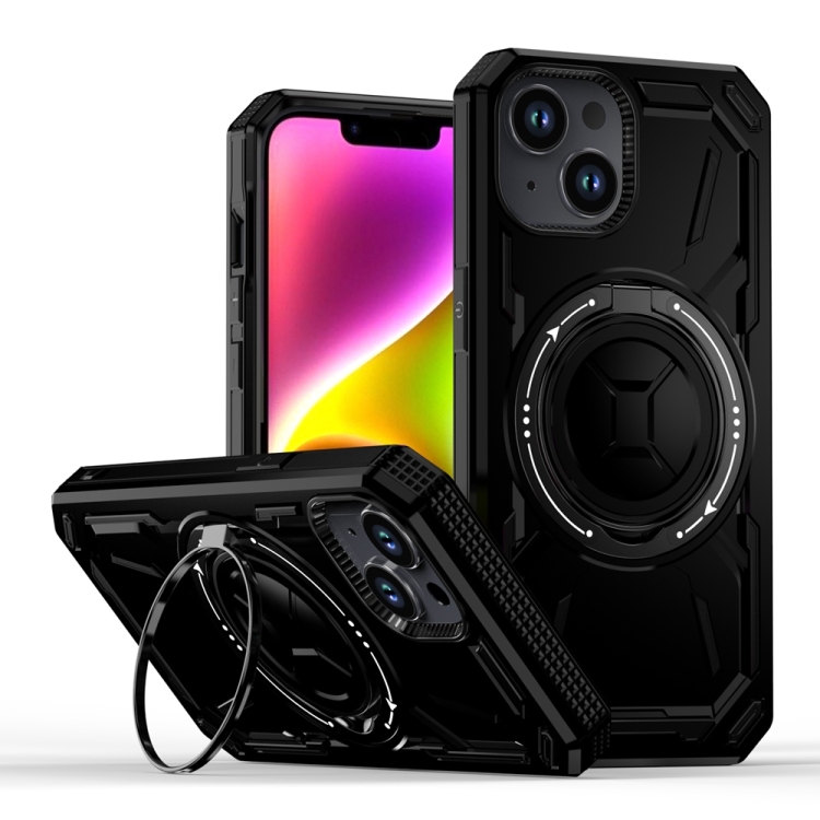 

For iPhone 15 Armor II Series MagSafe Magnetic Holder Phone Case(Black)