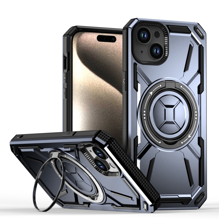 

For iPhone 15 Plus Armor II Series MagSafe Magnetic Holder Phone Case(Light Purple)