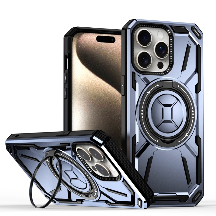 

For iPhone 15 Pro Max Armor II Series MagSafe Magnetic Holder Phone Case(Light Purple)