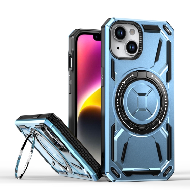 

For iPhone 14 Armor II Series MagSafe Magnetic Holder Phone Case(Light Blue)