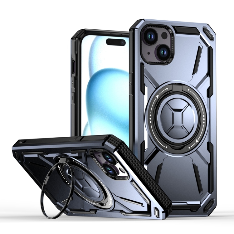 

For iPhone 14 Plus Armor II Series MagSafe Magnetic Holder Phone Case(Light Purple)