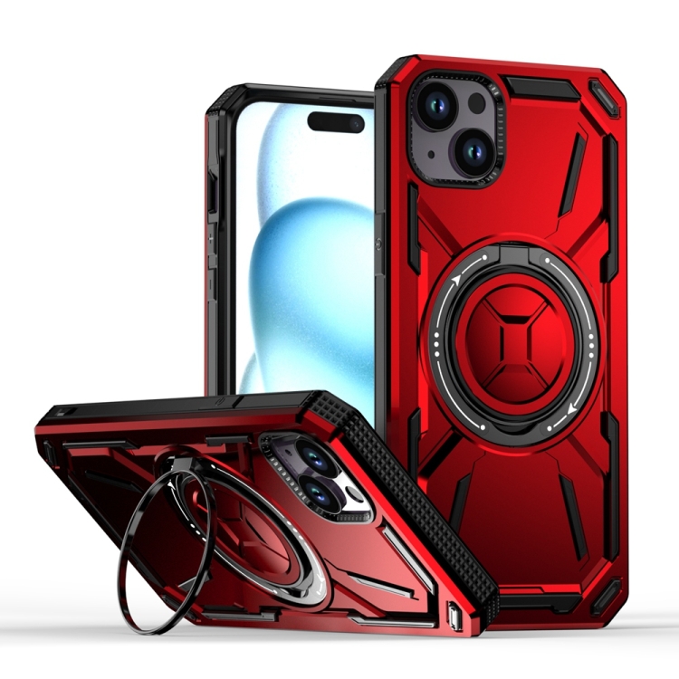 

For iPhone 14 Plus Armor II Series MagSafe Magnetic Holder Phone Case(Red)