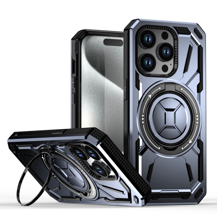 

For iPhone 14 Pro Armor II Series MagSafe Magnetic Holder Phone Case(Light Purple)