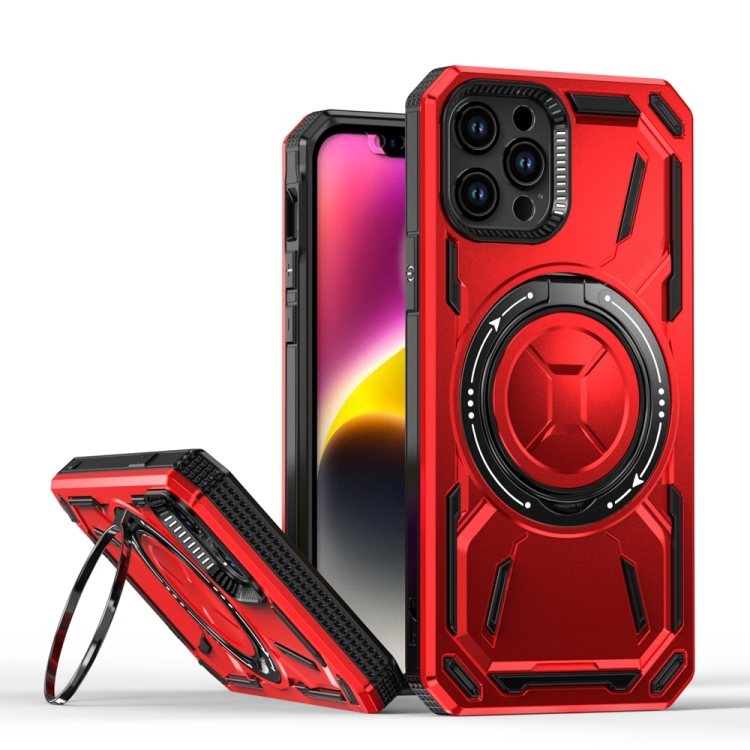 

For iPhone 12 / 12 Pro Armor II Series MagSafe Magnetic Holder Phone Case(Red)