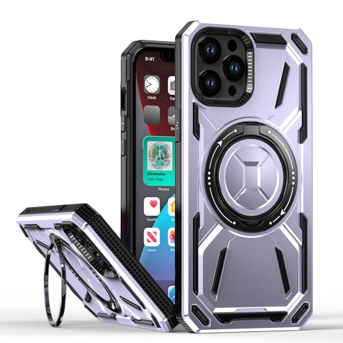

For iPhone 12 Pro Max Armor II Series MagSafe Magnetic Holder Phone Case(Light Purple)