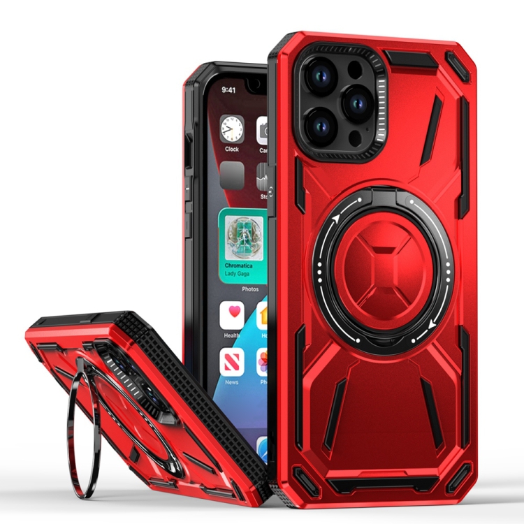 

For iPhone 12 Pro Max Armor II Series MagSafe Magnetic Holder Phone Case(Red)