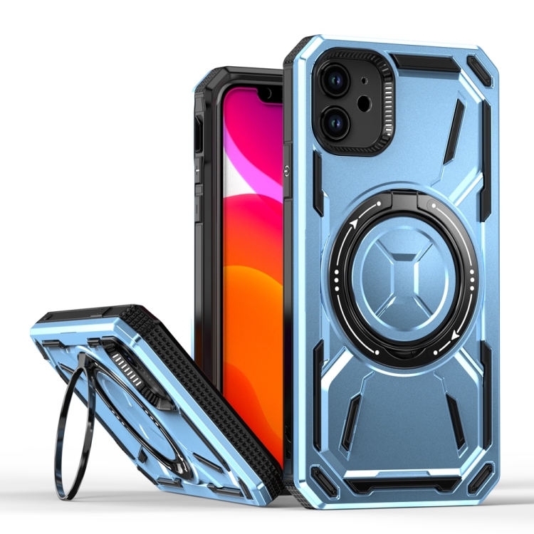 

For iPhone 11 Armor II Series MagSafe Magnetic Holder Phone Case(Light Blue)