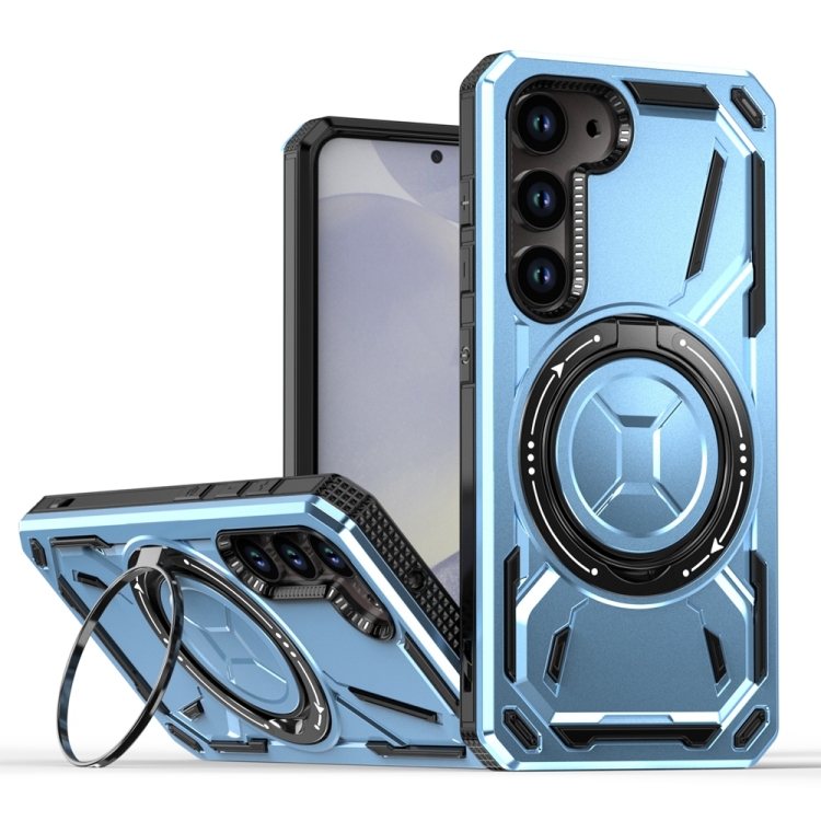 

For Samsung Galaxy S23 5G Armor II Series MagSafe Magnetic Holder Phone Case(Light Blue)