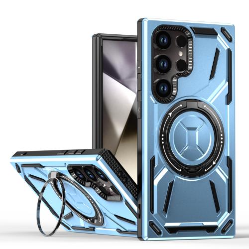 

For Samsung Galaxy S25 Ultra 5G Armor II Series MagSafe Magnetic Holder Phone Case(Light Blue)