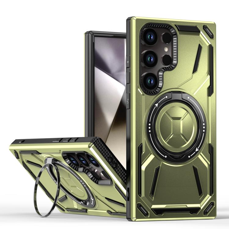 

For Samsung Galaxy S25 Ultra 5G Armor II Series MagSafe Magnetic Holder Phone Case(Army Green)