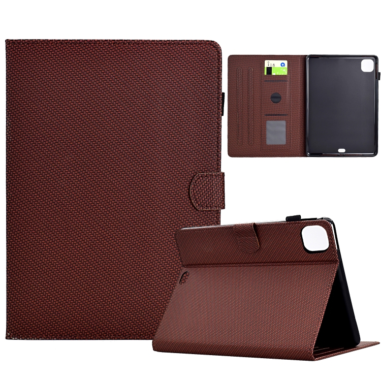 

For iPad Air 11 2024 Solid Color Fiber Texture Smart Tablet Leather Case(Brown)