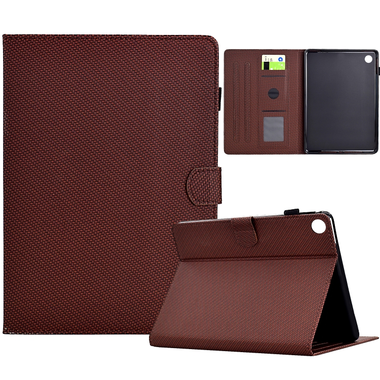 

For Samsung Galaxy Tab A9 Solid Color Fiber Texture Smart Tablet Leather Case(Brown)