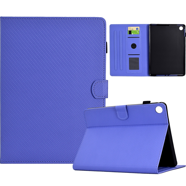 

For Samsung Galaxy Tab A9 Solid Color Fiber Texture Smart Tablet Leather Case(Purple)