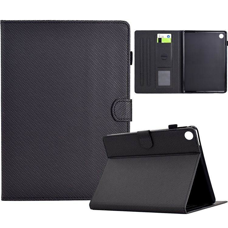 

For Samsung Galaxy Tab A9+ Solid Color Fiber Texture Smart Tablet Leather Case(Black)