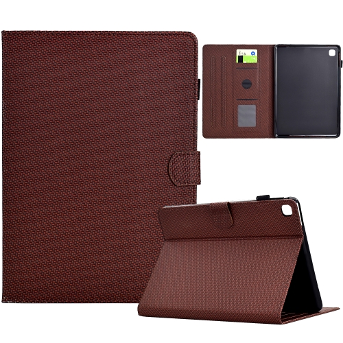 

For Samsung Galaxy Tab S6 Lite Solid Color Fiber Texture Smart Tablet Leather Case(Brown)