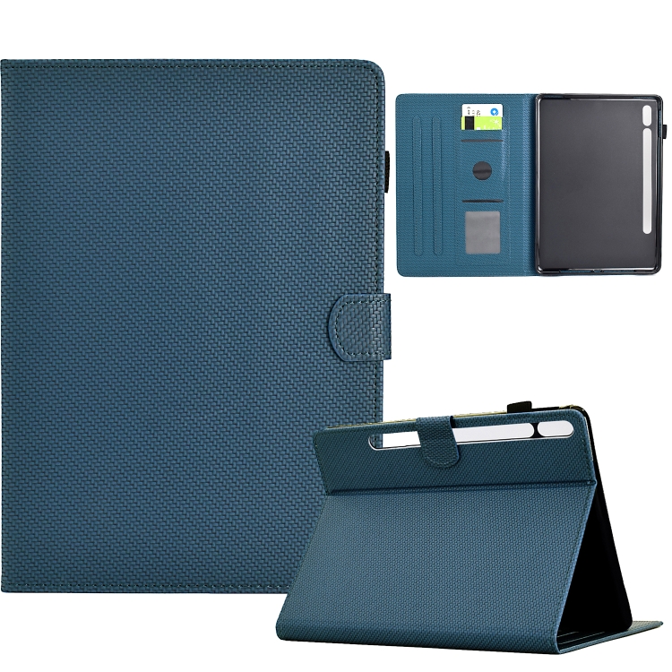 

For Samsung Galaxy Tab S9 / S9 FE Solid Color Fiber Texture Smart Tablet Leather Case(Royal Blue)