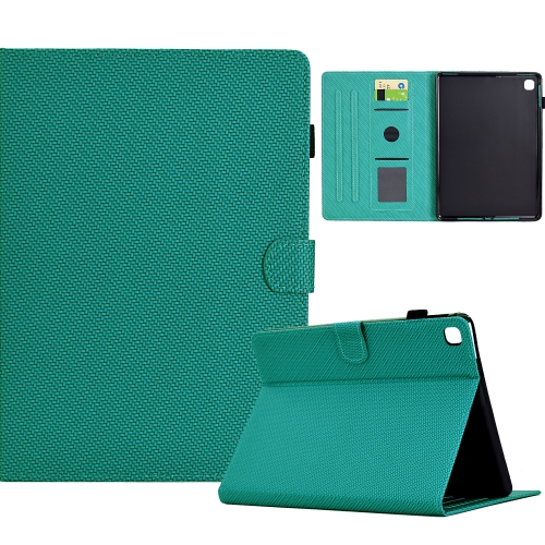 

For Samsung Galaxy Tab A7 Lite Solid Color Fiber Texture Smart Tablet Leather Case(Lake Green)