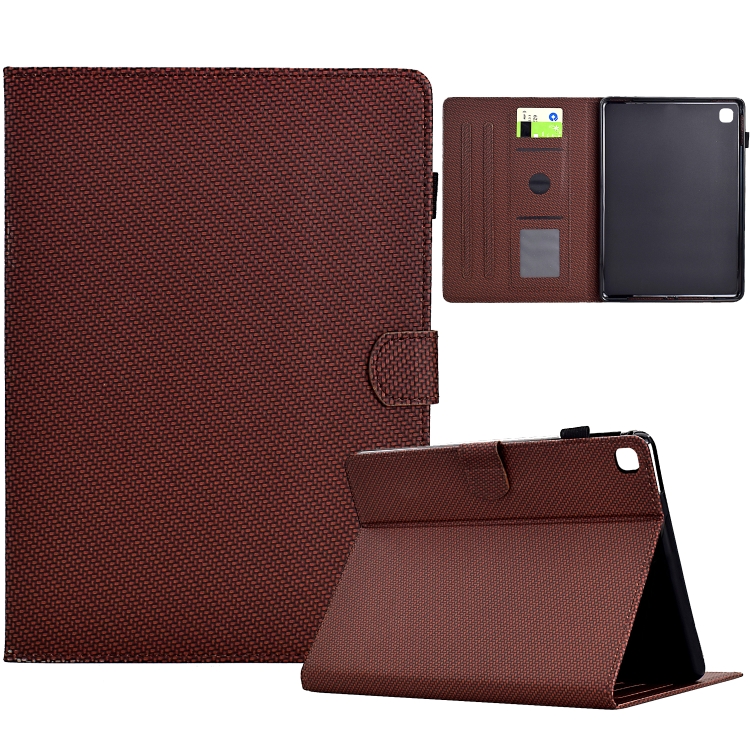 

For Samsung Galaxy Tab A 10.1 2019 Solid Color Fiber Texture Smart Tablet Leather Case(Brown)