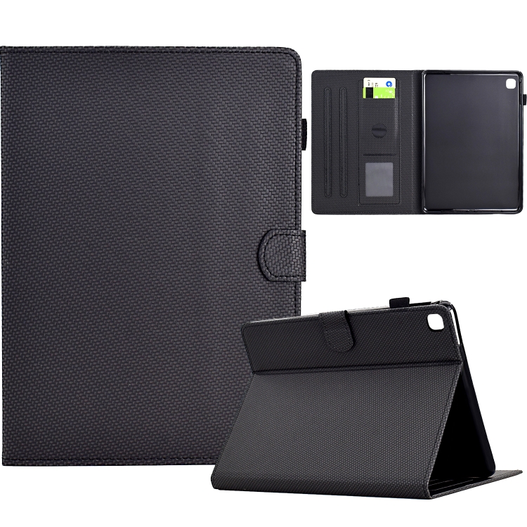 

For Samsung Galaxy Tab A 10.1 2019 Solid Color Fiber Texture Smart Tablet Leather Case(Black)