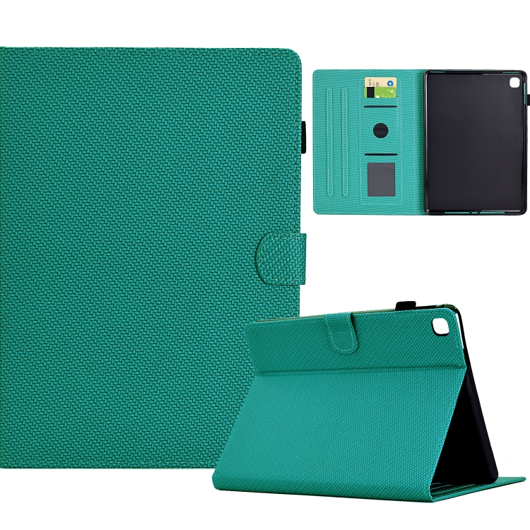 

For Samsung Galaxy Tab A 10.1 2019 Solid Color Fiber Texture Smart Tablet Leather Case(Lake Green)